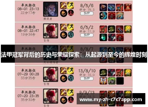 法甲冠军背后的历史与荣耀探索：从起源到至今的辉煌时刻